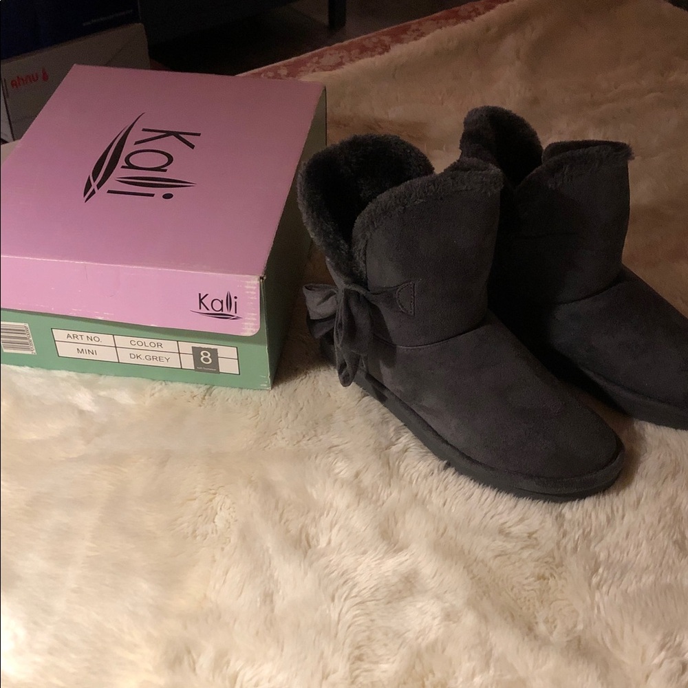 Dark Gray Faux Suede ankle booties